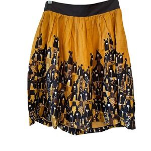 Anthropologie Edme & Esyllte Skirt Size 4‎ Matriarch Skirt Lady Print Mustard